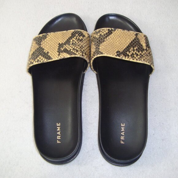 Frame Le Osborne Python-Embossed Leather Slide Sandals - Picture 8 of 9